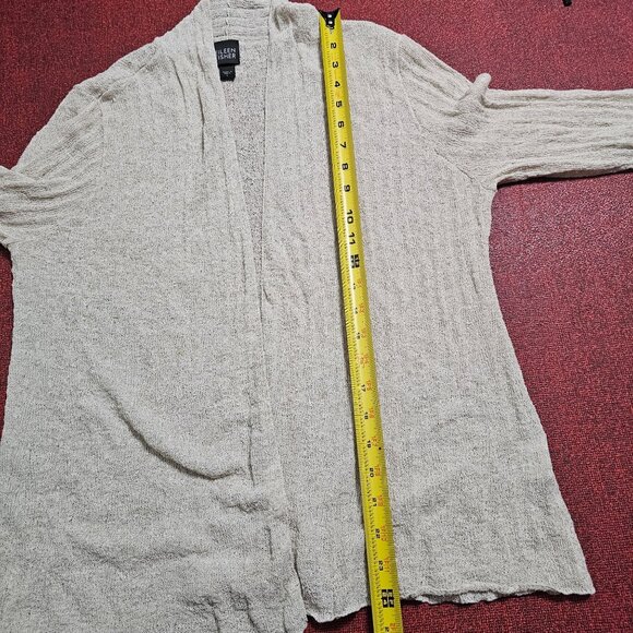 Eileen Fisher Beige Open Front Cardigan L Rayon/Linen Coastal Beachy Neutral - Picture 9 of 9
